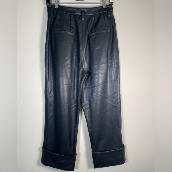 Dorthee Schumacher Pleated Vegan Leather Pants black cropped cuffed HIGH RISE - Picture 8 of 16